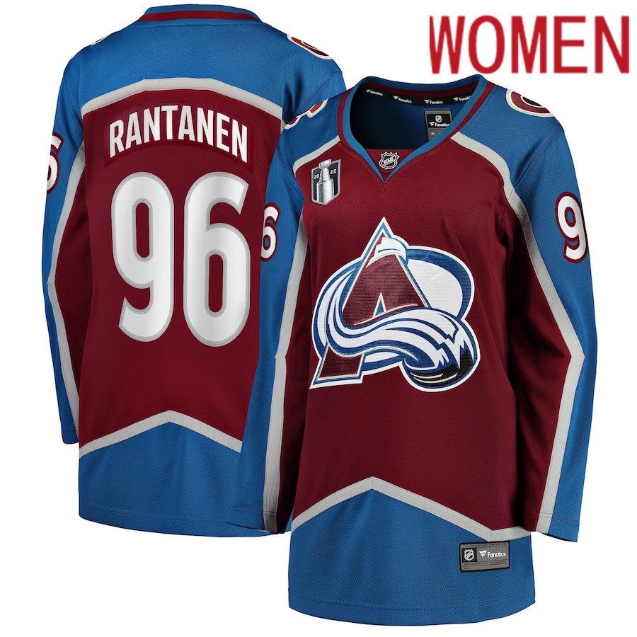 Women Colorado Avalanche #96 Mikko Rantanen Fanatics Branded Burgundy Home 2022 Stanley Cup Final Breakaway Player NHL Jersey
